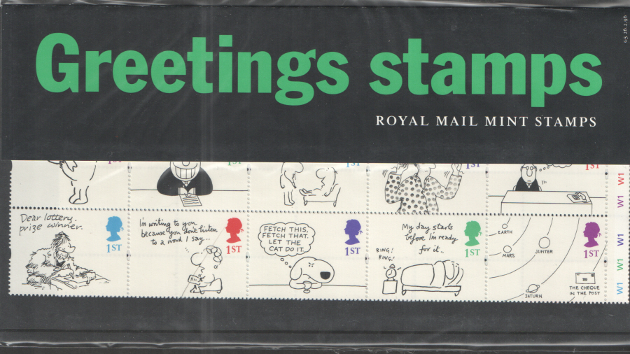 (image for) 1996 Cyl W1 W1 W1 W1 W1 W1 Cartoons Greetings Booklet Pane Presentation Pack G5 - KX8 / DB13(9)